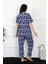 Kadın 5xl-6xl-7xl-8xl Büyük Beden Kısa Kol Pijama Takım Saks 4