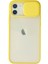 iPhone 12 Kılıf Palm Buzlu Kamera Sürgülü Silikon - Sarı 1