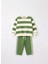 Unisex Çocuk Pamuklu Yeşil Çizgili Sweatshirt ve Şeritli Eşofman Takım - Rahat Kesim 1