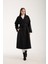 Siyah Kemerli Oversize Astarlı Trençkot 46159 1