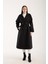 Siyah Kemerli Oversize Astarlı Trençkot 46159 2