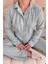 Mint Jantung Desenli Önden Düğmeli Peluş Polar Pijama Takımı 5