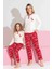 Anne-Kız Kombin Yapılabilir Uzun Kollu Geyik Desenli Interlok Aile Bağı Pijama TAKIMI-3214 1