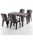 Side 4 Kişilik Rattan Masa Sandalye Takımı Kahve 1