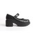 K-708 Siyah Kırışık Rugan Tokalı Yüksek Tabanlı Loafer Ayakkabı 5