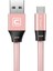 Micro USB Flat Fiber Örgülü 2.4A Şarj ve Data Kablosu-Pembe 1