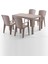 Side 4 Kişilik Rattan Masa Sandalye Takımı Cappuccino 1