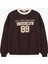 Kontrast Yaka Brooklyn Baskılı Oversize Sweatshirt Kahverengi 1