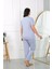 Kadın Büyük Beden Kısa Kol Penye Pijama Takımı Lila 6