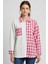 Kadın Pembe Oversize Fit Ekoseli Desenli Uzun Kollu %100 Pamuk Gömlek, Ceket, Kadın Oduncu Gömlek 1