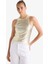 Slim Fit Dar Kesim Halter Yaka Fitilli Kaşkorse Parlak Kumaş Atlet G2531AX25AU 3