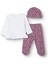 Kız Bebek Yenidoğan Zıbın-Şapka-Patikli Interlok V Yaka Uzun Kol Patikli Paça 2