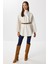 Kemerli Düğmeli Buklet Panço LMW0030 Ekru 5