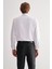 Beyaz Sert Yaka Uzun Kol Slim Fit Pamuklu Gömlek 1004255175 5