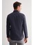 Koyu Lacivert Yarım Italyan Yaka Uzun Kol Cepsiz Slimfit Fit Classic Gömlek 1004255162 5