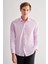 Lila Yarım Italyan Yaka Uzun Kol Slim Fit Pamuklu Gömlek 1004255180 3