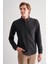 Siyah Smart Düğmeli Yaka Uzun Kol Cepsiz Slim Fit Casual Gömlek 1004255171 3