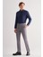 Gri Yan Cep Açık Paça Kendinden Desenli Slim Fit Esnek Pantolon 1003255151 2