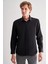 Siyah Sert Yaka Uzun Kol Slim Fit Pamuklu Gömlek 1004255175 3
