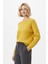 Sarı Kadın Taş İşleme Detaylı Bisiklet Yaka Triko Kazak 7045 1