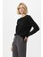 Siyah Kadın Taş İşleme Detaylı Bisiklet Yaka Triko Kazak 7045 1