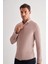 Koyu Kahverengi Smart Düğmeli Yaka Uzun Kol Cepsiz Slim Fit Casual Gömlek 1004255165 3