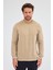 Koyu Bej Uzun Kol Bisiklet Yaka Düz Pamuklu Comfort Fit Sweatshirt 1013255150 3