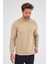Koyu Bej Uzun Kol Bisiklet Yaka Düz Pamuklu Comfort Fit Sweatshirt 1013255150 4