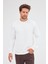 Krem Uzun Kol Bisiklet Yaka Düz Pamuklu Comfort Fit Sweatshirt 1013255150 1