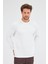 Krem Uzun Kol Bisiklet Yaka Düz Pamuklu Comfort Fit Sweatshirt 1013255150 3
