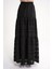 Siyah Beli Lastikli Büzgülü Uzun Etek 81319 4