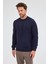 Lacivert Uzun Kol Bisiklet Yaka Düz Pamuklu Comfort Fit Sweatshirt 1013255150 3