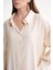Ekru Arkası Bağcık Detaylı Gömlek Elbise 94579 5