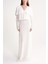 Beyaz Yakası Fırfır Detaylı Uzun Dantel Elbise 94637 1