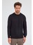 Siyah Uzun Kol Bisiklet Yaka Düz Pamuklu Comfort Fit Sweatshirt 1013255150 1