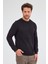 Siyah Uzun Kol Bisiklet Yaka Düz Pamuklu Comfort Fit Sweatshirt 1013255150 4