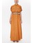 Tarçın Cepli Beli Lastikli Uzun Elbise 93098 1