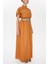 Tarçın Cepli Beli Lastikli Uzun Elbise 93098 5
