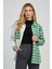 Kadın Yeşil Oversize Fit Ekoseli Desenli Uzun Kollu %100 Pamuk Gömlek, Ceket, Kadın Oduncu Gömlek 1