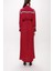 Bordo Şerit Aksesuarlı Kemerli Uzun Gömlek Elbise 94153 4