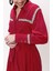 Bordo Şerit Aksesuarlı Kemerli Uzun Gömlek Elbise 94153 5