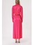 Fuşya Sırtı Bluzan Detaylı Bele Oturan Gömlek Elbise 94178 4