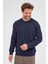 Koyu Lacivert Uzun Kol Bisiklet Yaka Düz Pamuklu Comfort Fit Sweatshirt 1013255150 4
