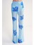 Mavi Beli Lastikli Piliseli Bol Paça Pantolon 41649 2