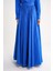 Mavi Yüksek Bel Büzgülü Uzun Etek 81317 2