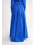 Mavi Yüksek Bel Büzgülü Uzun Etek 81317 4