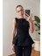 Premium Önü Düğmeli Kumaş Bluz- Siyah 5