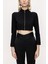 Siyah Fermuarlı Kısa Bluz 19838 2
