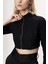Siyah Fermuarlı Kısa Bluz 19838 3