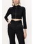 Siyah Fermuarlı Kısa Bluz 19838 5